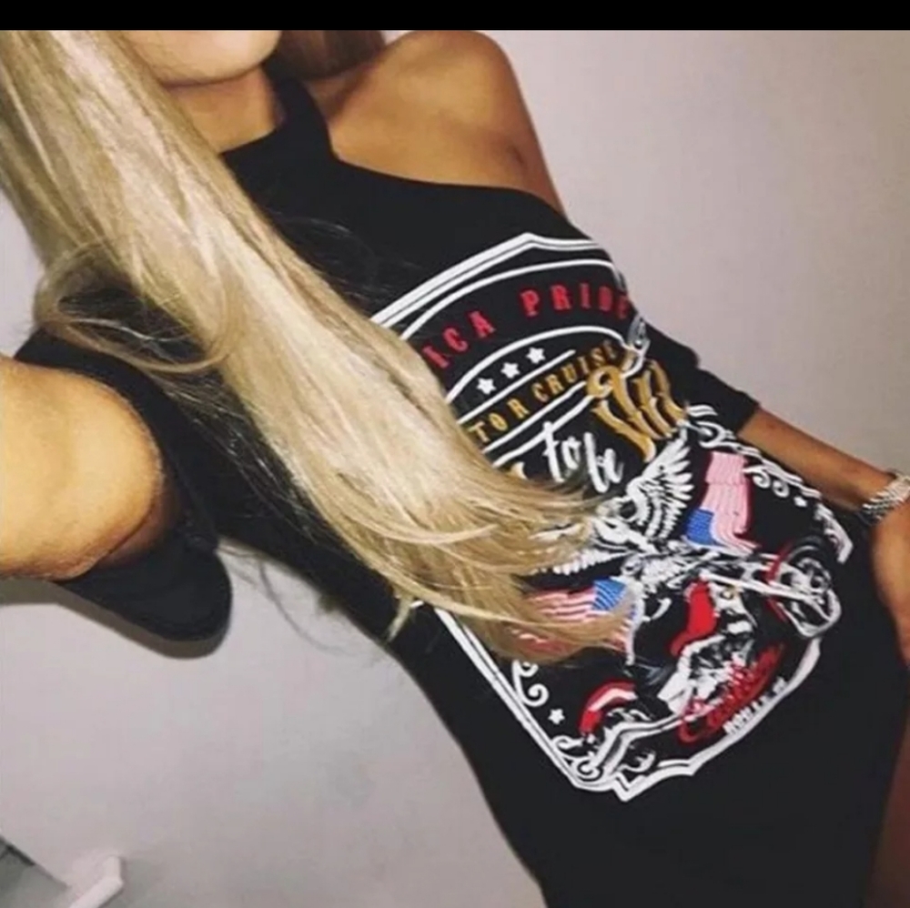 Sexy Cold shoulder tee/mini dress - Picture 4 of 9